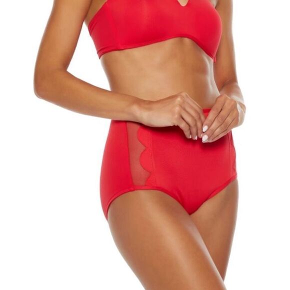 New. Seafolly red petal edge high rise bikini. USA SIZE 8DD/6-bottom - Picture 6 of 16